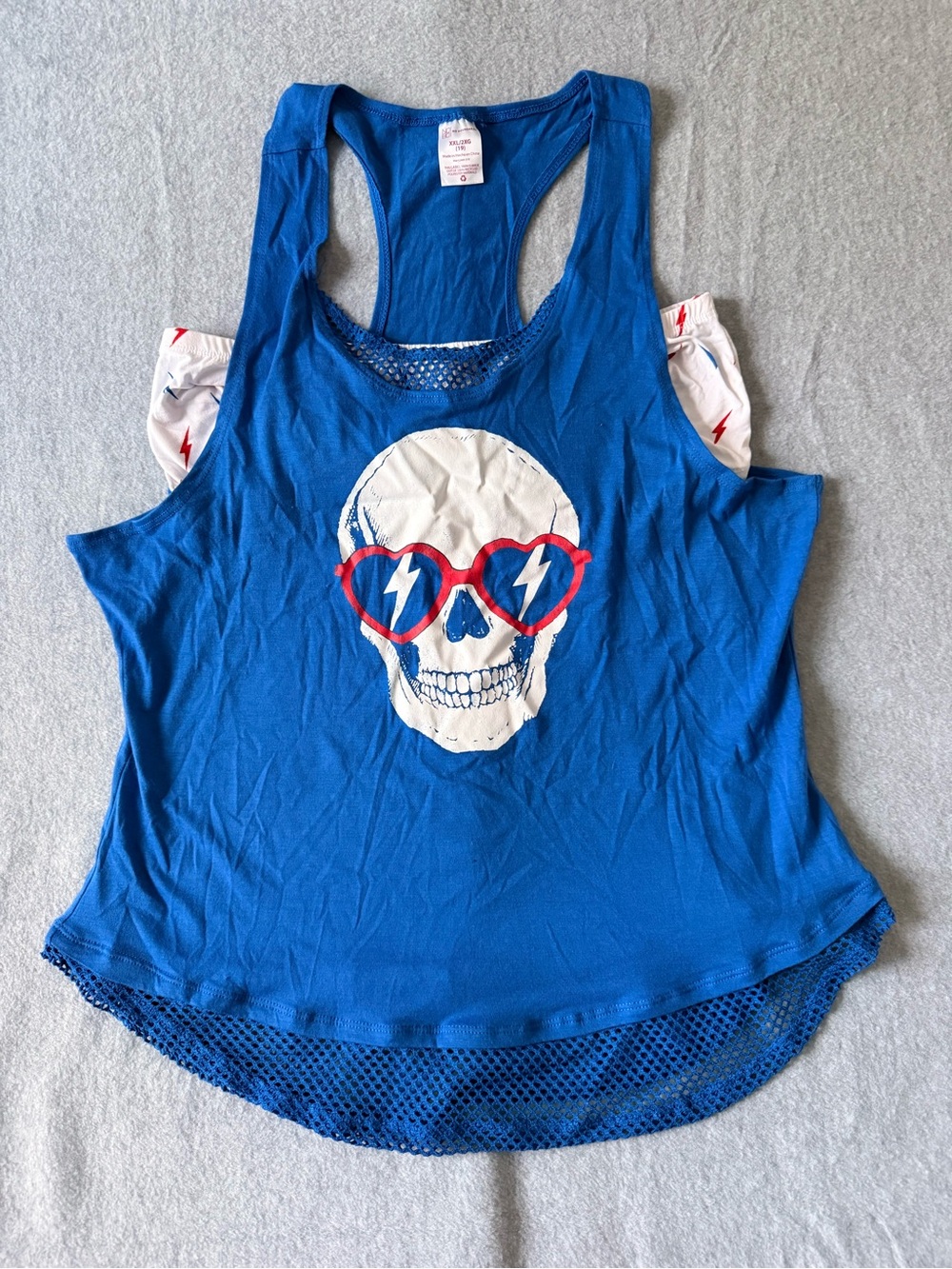 No Boundaries Blue Skull Tank Top Sz XXL 2XG NWOT Layered Bandeau Set